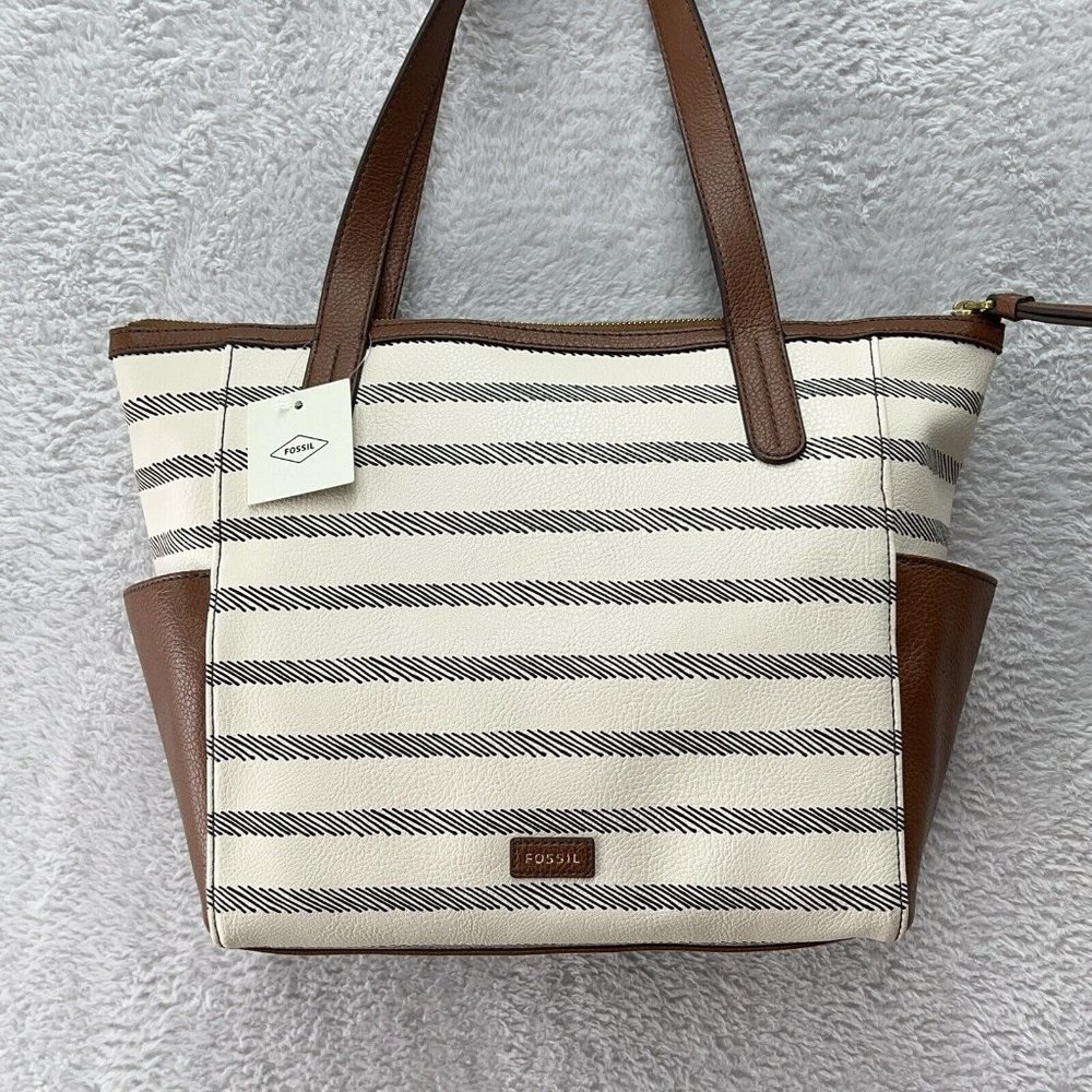 Fossil Mimi Shopper Tote Black Pebble Leather Shoulder Bag